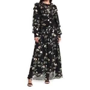 Current Air Anthropologie Dress XS Green Floral Maxi CottageCore Peasant Regency